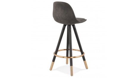 Tabouret snack Mi-hauteur microfibre Gris pieds noir - Billy