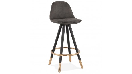 Tabouret snack Mi-hauteur microfibre Gris pieds noir - Billy