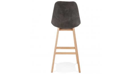 Tabouret de bar microfibre gris pied bois naturel - Ken