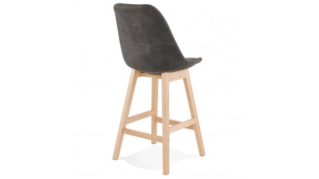 Tabouret snack Mi-hauteur microfibre gris pied bois naturel - Ken