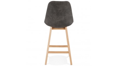 Tabouret snack Mi-hauteur microfibre gris pied bois naturel - Ken