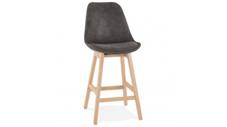 Tabouret snack Mi-hauteur microfibre gris pied bois naturel - Ken