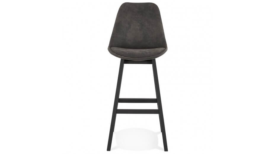 Tabouret de bar microfibre gris pied noir - Ken