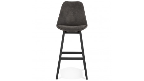 Tabouret de bar microfibre gris pied noir - Ken