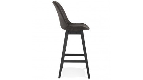 Tabouret de bar microfibre gris pied noir - Ken