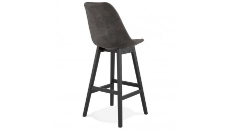 Tabouret de bar microfibre gris pied noir - Ken