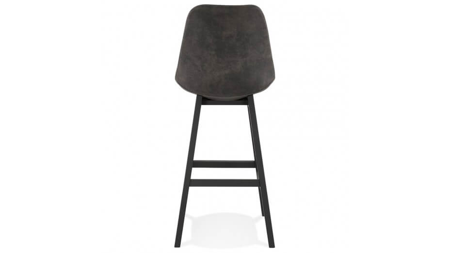 Tabouret de bar microfibre gris pied noir - Ken