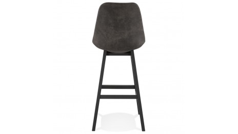 Tabouret de bar microfibre gris pied noir - Ken