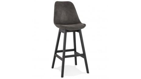 Tabouret de bar microfibre gris pied noir - Ken