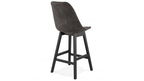 Tabouret snack Mi-hauteur microfibre gris pied noir - Ken