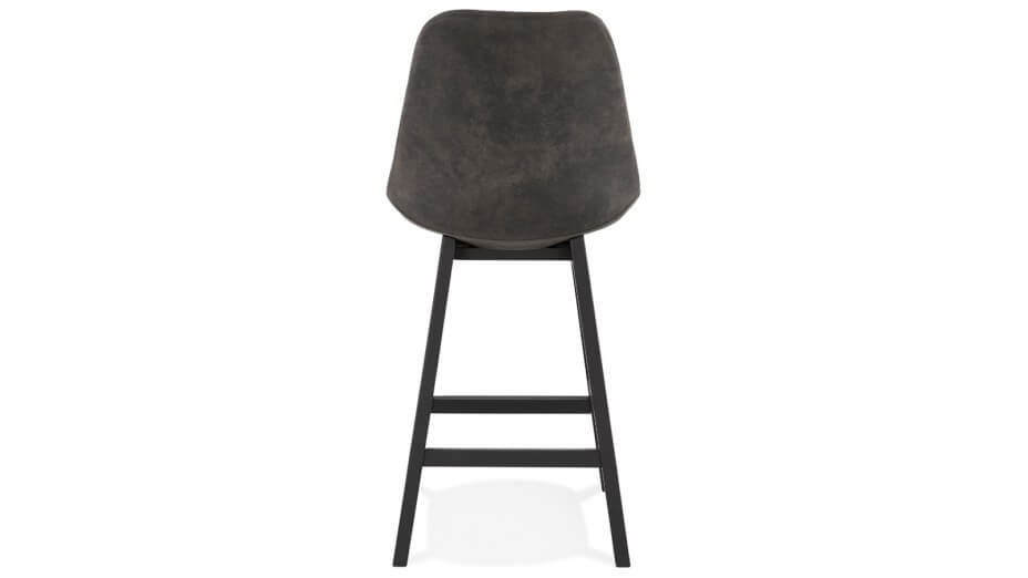 Tabouret snack Mi-hauteur microfibre gris pied noir - Ken