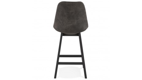 Tabouret snack Mi-hauteur microfibre gris pied noir - Ken