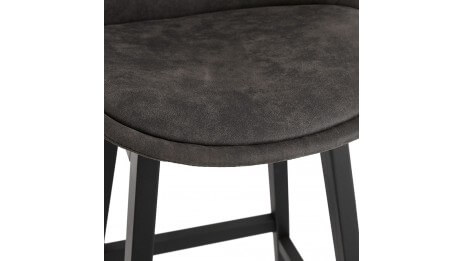 Tabouret snack Mi-hauteur microfibre gris pied noir - Ken