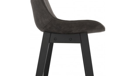 Tabouret snack Mi-hauteur microfibre gris pied noir - Ken