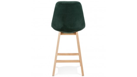 Tabouret snack Mi-hauteur velours vert pied bois naturel - Manon