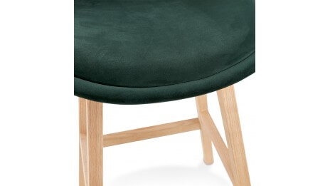 Tabouret snack Mi-hauteur velours vert pied bois naturel - Manon