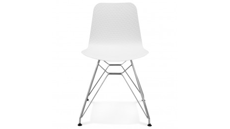 Chaise design Blanche pieds chrome - Lassy