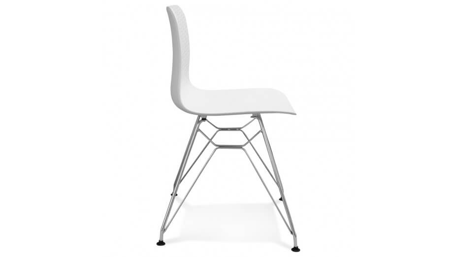 Chaise design Blanche pieds chrome - Lassy