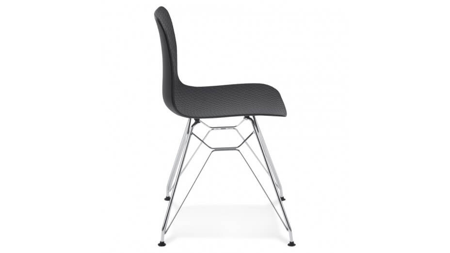 Chaise design Noire pied chromé - Lassy