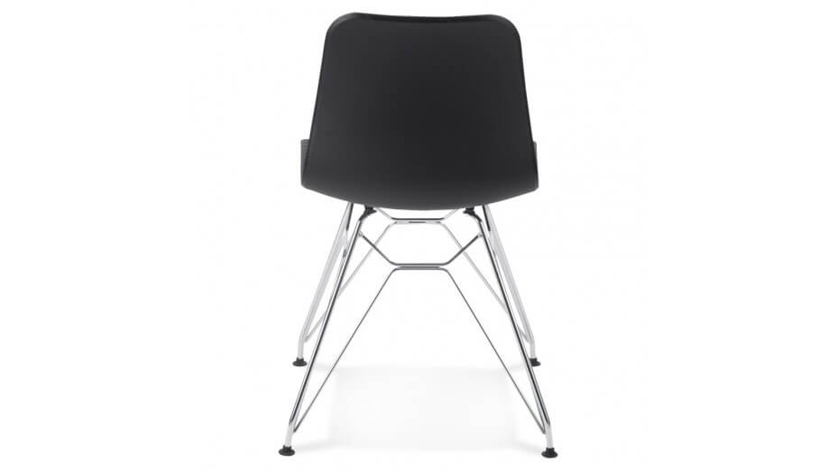 Chaise design Noire pied chromé - Lassy