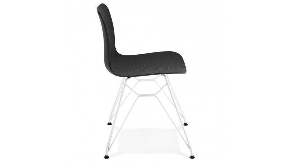 Chaise design Noire pied blanc - Lassy