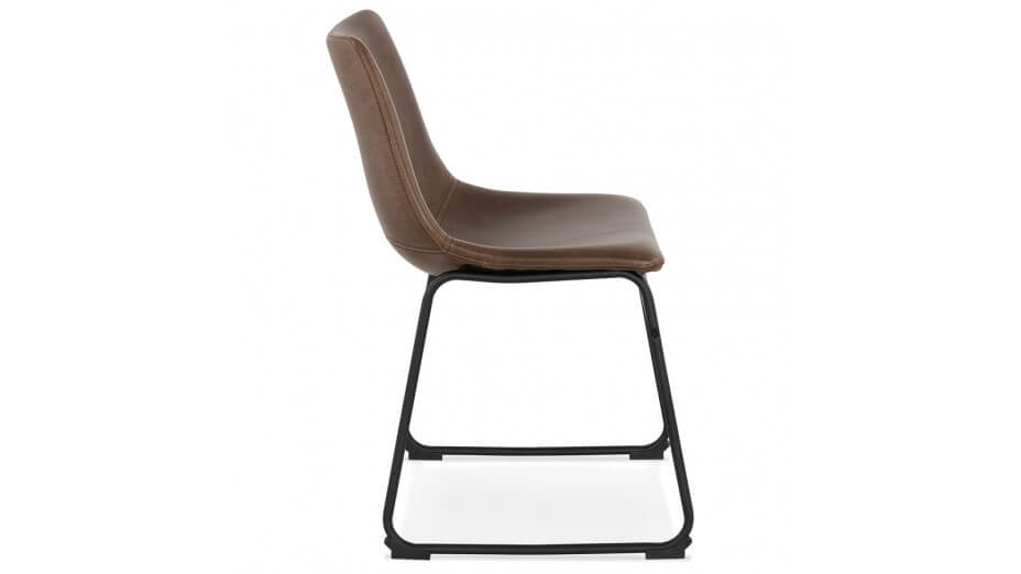 Chaise rétro similicuir brun - Anna