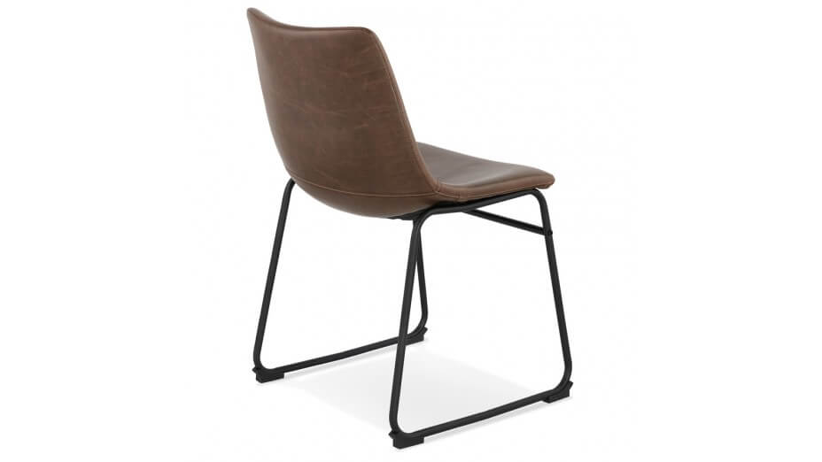 Chaise rétro similicuir brun - Anna