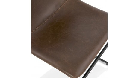 Chaise rétro similicuir brun - Anna