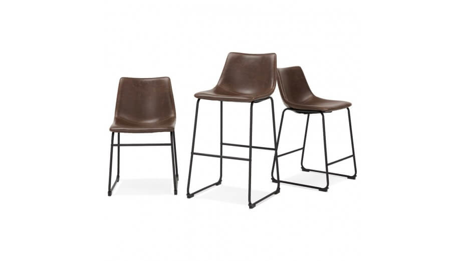 Chaise rétro similicuir brun - Anna