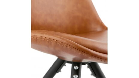 Chaise moderne similicuir brun pied noir - SAMY