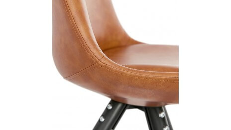 Chaise moderne similicuir brun pied noir - SAMY