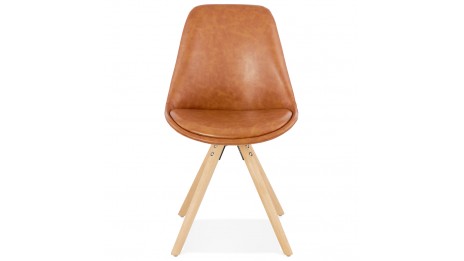 Chaise moderne similicuir brun - SAMY