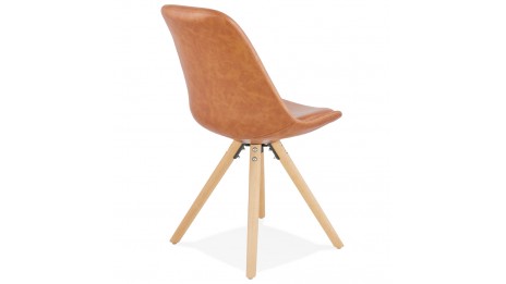 Chaise moderne similicuir brun - SAMY