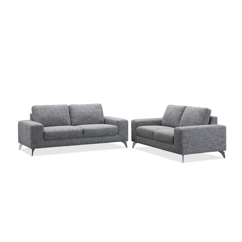 Canapé design en tissu fixe gris 2 places longueur 180 cm