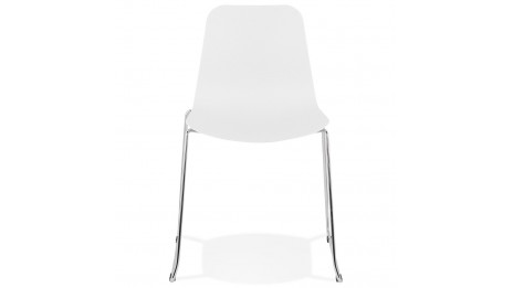 Chaise design blanche empilable pied chromé -VERO