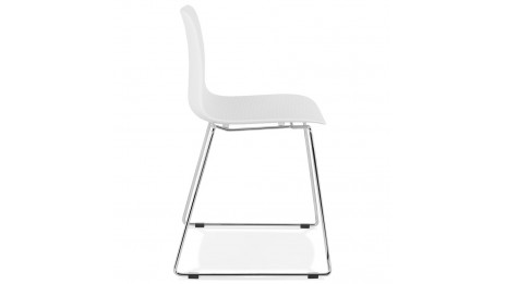 Chaise design blanche empilable pied chromé -VERO