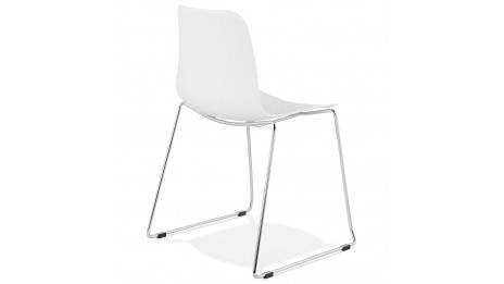 Chaise design blanche empilable pied chromé -VERO