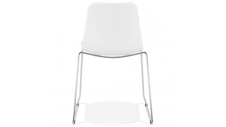 Chaise design blanche empilable pied chromé -VERO