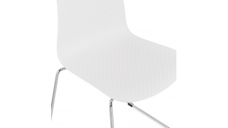 Chaise design blanche empilable pied chromé -VERO