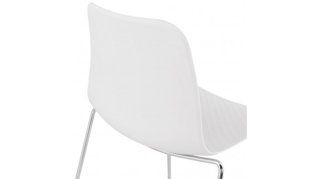 Chaise design blanche empilable pied chromé -VERO