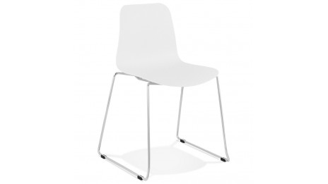Chaise design blanche empilable pied chromé -VERO