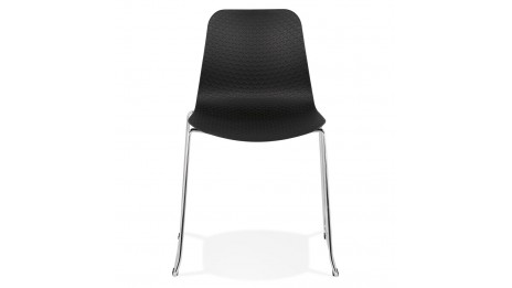 Chaise design noire empilable pied chromé -VERO