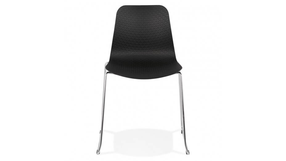 Chaise design noire empilable pied chromé -VERO Chaise design noire empilable pied chromé -VERO