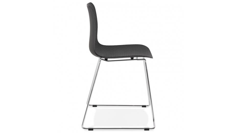 Chaise design noire empilable pied chromé -VERO
