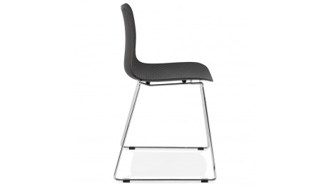 Chaise design noire empilable pied chromé -VERO