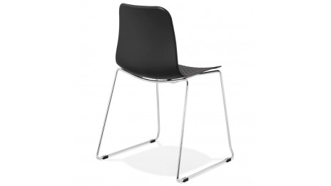 Chaise design noire empilable pied chromé -VERO