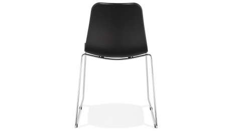 Chaise design noire empilable pied chromé -VERO