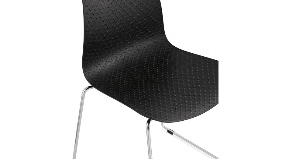 Chaise design noire empilable pied chromé -VERO