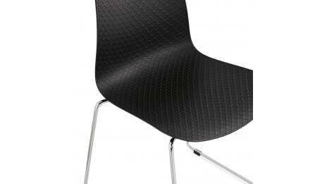 Chaise design noire empilable pied chromé -VERO