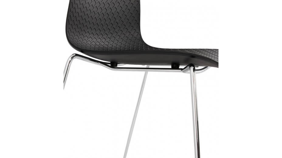 Chaise design noire empilable pied chromé -VERO
